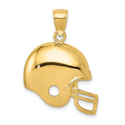 Pre-owned Superdealsforeverything Real 14kt Yellow Gold Football Helmet Pendant