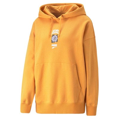 

Puma Downtown Oversized Graphic Pullover Hoodie Womens Yellow Casual Athletic Ou, Желтый, Puma Downtown Oversized Graphic Pullover Hoodie