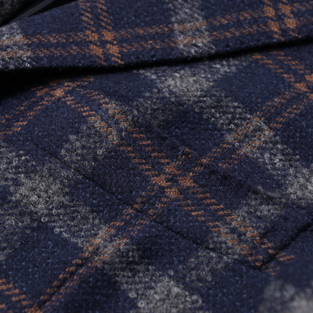 Pre-owned Sartoria Partenopea $3195  Navy Blue Layered Check Wool Sport Coat 40 R