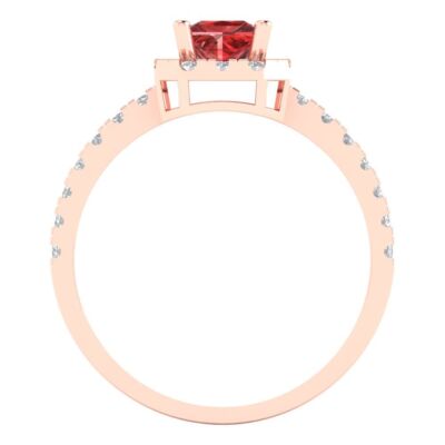 Pre-owned Pucci 1.4 Ct Princess Cut Real Red Garnet Bridal Statement Designer Ring 14k Pink Gold