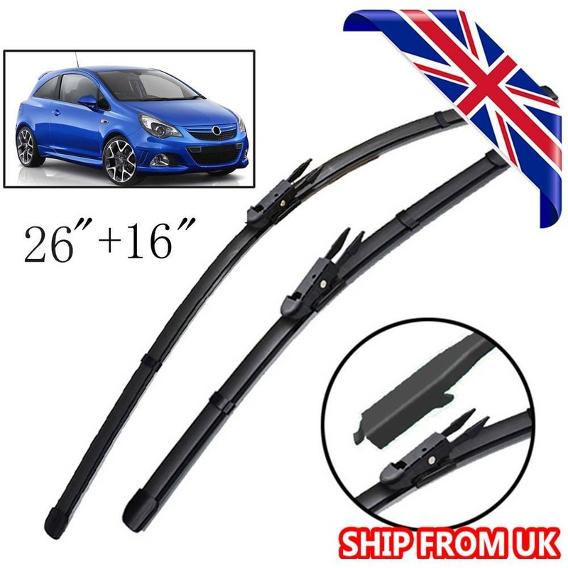 2Pcs Front Windscreen Flat Wiper Blades Set For Vauxhall Corsa D E 06