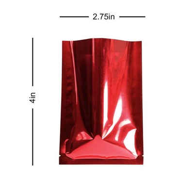 Many Sizes for Glossy Red Flat Foil Mylar Heat-Sealable Open Top Pouch Bag R05
