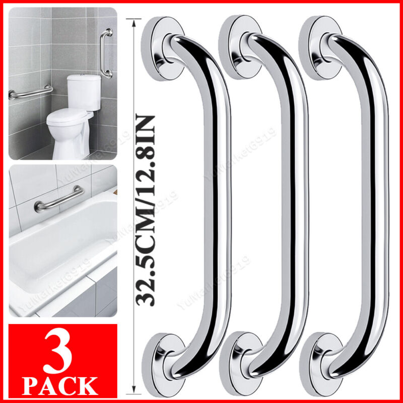3PCS Stainless Steel Grab Bar Bathroom Safety Handicap Shower Tub Handle Support