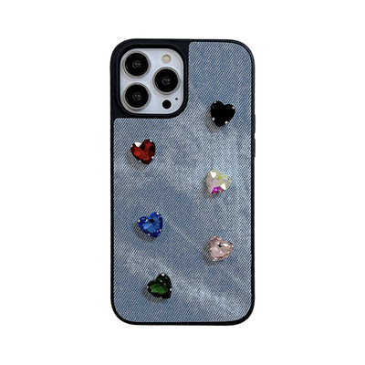 Denim 3D Colourful Love Pattern Phone Cover Case For iPhone 15 14 13 12 Pro Max