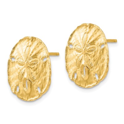 Pre-owned Superdealsforeverything Real 14kt Yellow Gold Large Sanddollar Post Earrings