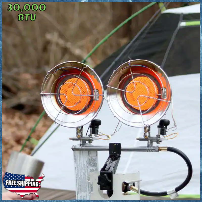 Radiant Propane Double Tank Top For Camping Hunting 30,000 Btu