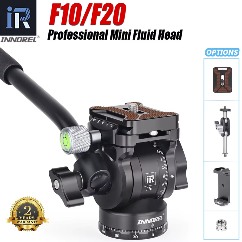 F10/F20 Mini Tripod Fluid Head Tilt Head,Metal Camera Video Tripod Head with Arc