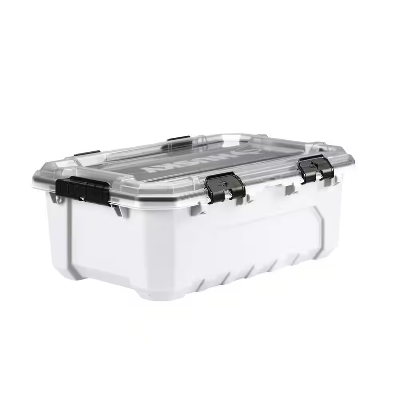 Husky Storage Tote Bin 2 Pack Heavy Duty Waterproof Stackable Tool Box 200Lb