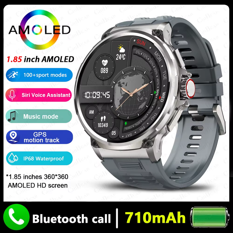 Men GPS Track Smart Watch 1.85 Inch Ultra HD AMOLED Screen 710 Mah Battery 