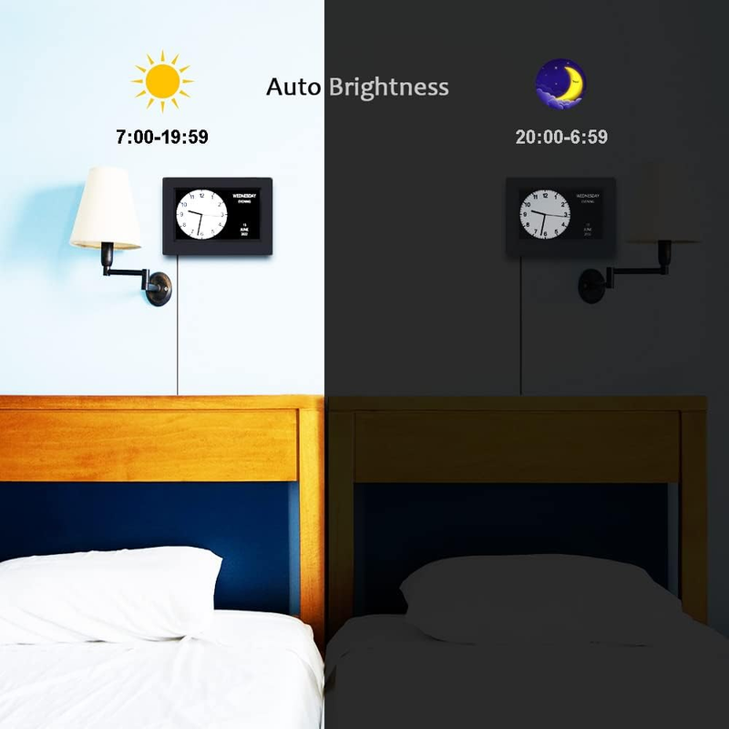 AINFTIME Clock with Day and Date for Elderly-3 Colors Display Assorted Colors