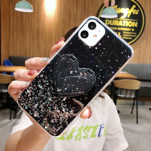 Heart Mirror Sequins Glitter Soft Phone Case For iPhone 15