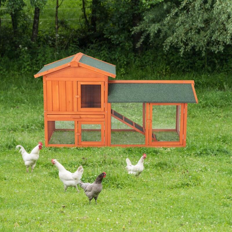 61" L Wooden Chicken Coop Hen House Rabbit Hutch Poultry Cage Waterproof Roof