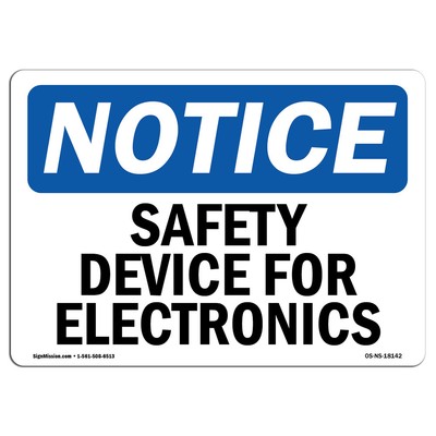 Safety Device For Electronics OSHA Notice Sign Metal Plastic Decal