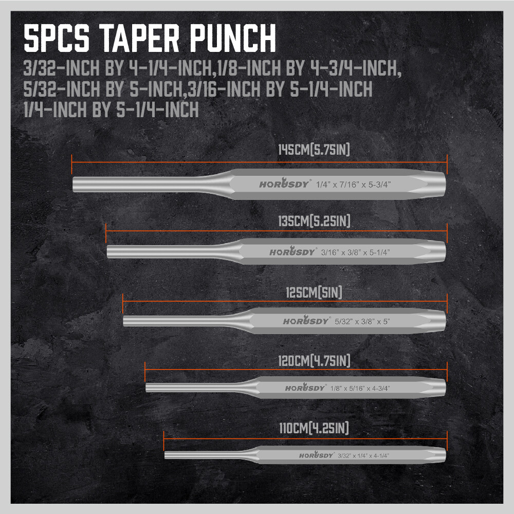 16Piece Punch & Cold Chisel Set Pin Tapered Center Punch Gauge With