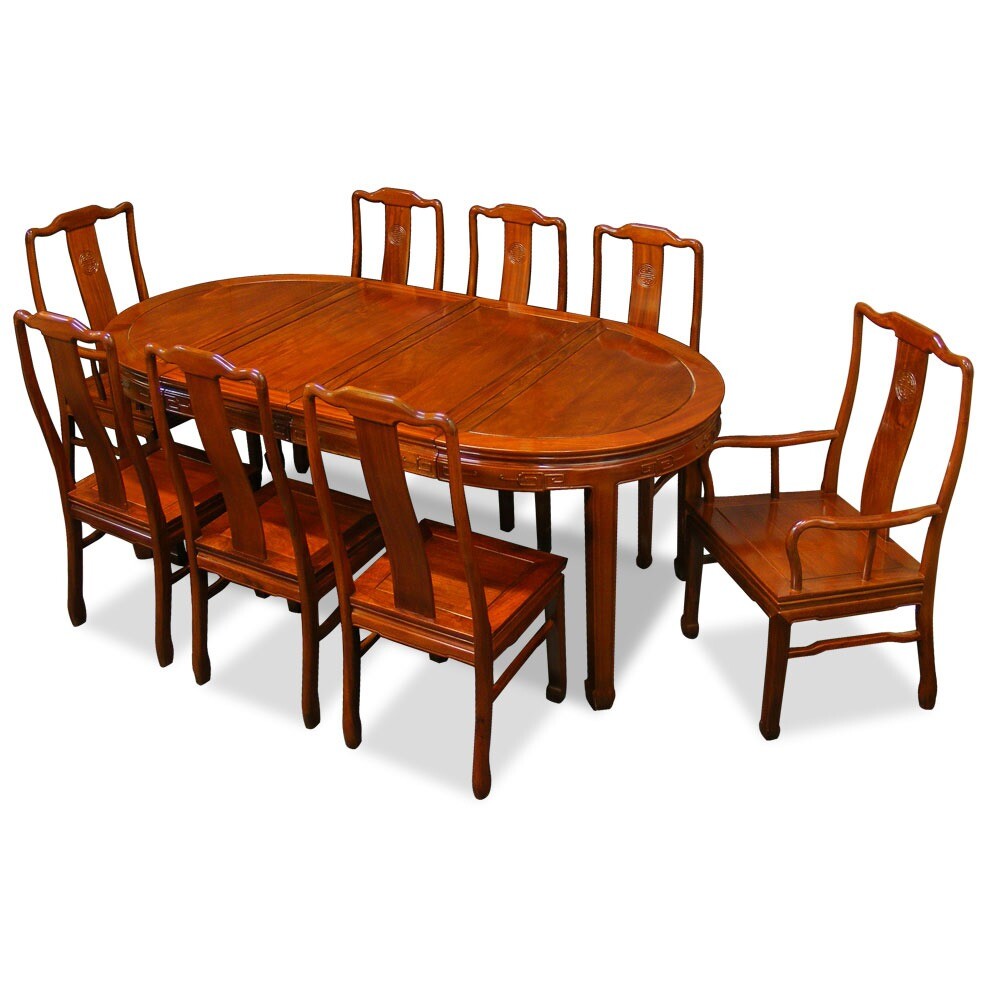 Dark Solid Rosewood Chinese Table with 8 chairs in Guildford, Surrey