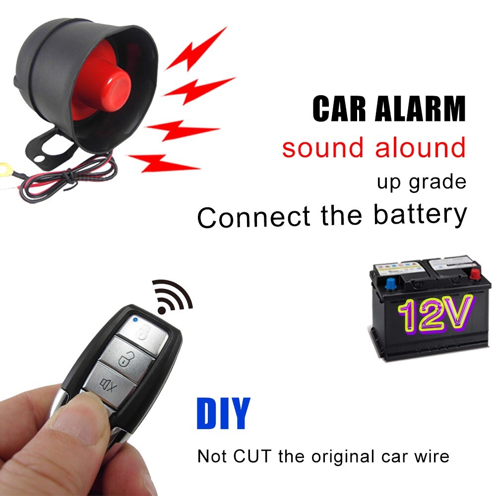 Horn Siren Alarm Anti-theft One-way W/ 2 Remote Controls