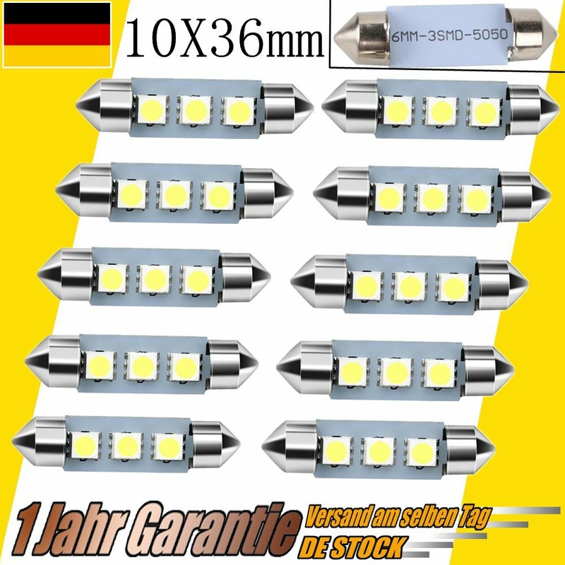 10X Canbus 36mm LED Soffitte 5050 Innenraum Soffite Beleuchtung Xenon weiß TÜV