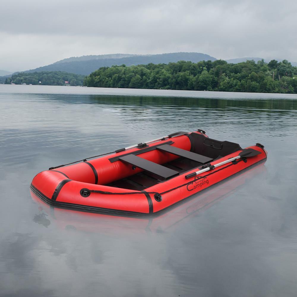 10ft Inflatable Boat Dinghy Tender Pontoon Rescue & Dive Boat Fishing Boat Red 7