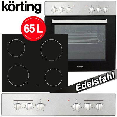 Herdset Herd Kochfeld Glaskeramik Ceran Glaskeramik Edelstahl Backofen Set 65 L