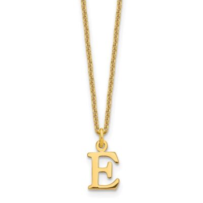 Pre-owned Diamond2deal 10k Yellow Gold Cutout Letter E Initial Pendant Necklace Women Men