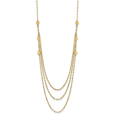 Pre-owned Superdealsforeverything Real 14kt Yellow Gold Triple Layer Polished Circles Fancy Necklace; 18 Inch