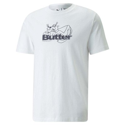 

Puma X Butter Goods Graphic Crew Neck Short Sleeve TShirt Mens White Casual Tops, Белый, Puma X Butter Goods Graphic Crew Neck Short Sleeve TShirt