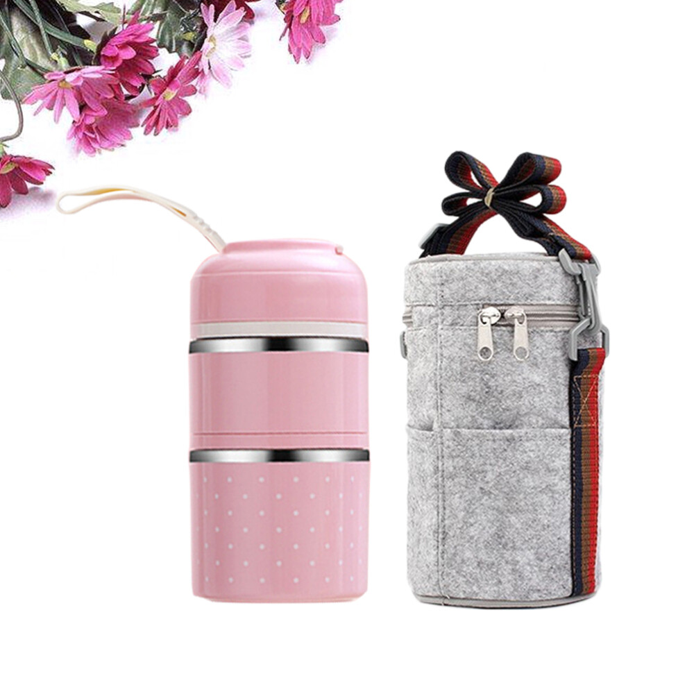 2Pcs/Pack Bento Cute Japanese Style Portable Insulation Lunch Box with Lunch Bag