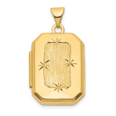 Pre-owned Superdealsforeverything Real 14k Yellow Gold Diamond-cut Brushed 20mm Rectangular Locket