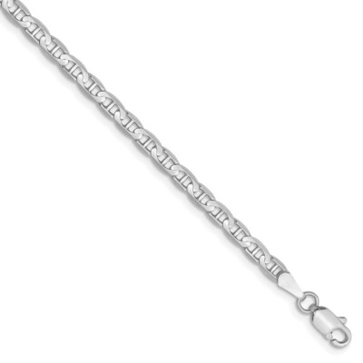 Pre-owned Superdealsforeverything Real 14kt White Gold 8 Inch 3mm Concave Anchor With Lobster Clasp Chain Bracelet