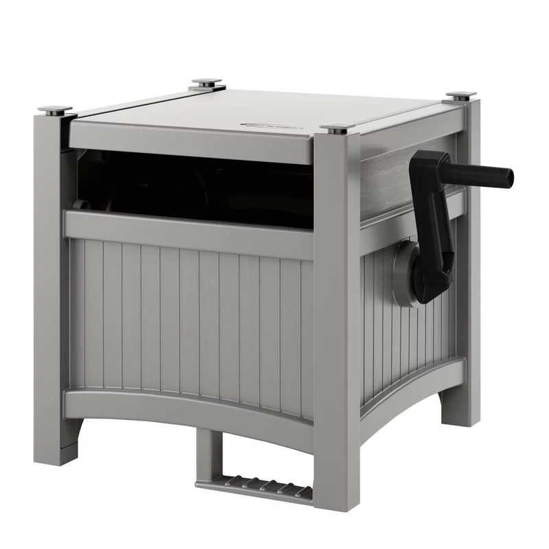 100 Ft Garden Hose Reel Guide and Hideaway Durable Resin Outdoor Storage Bin
