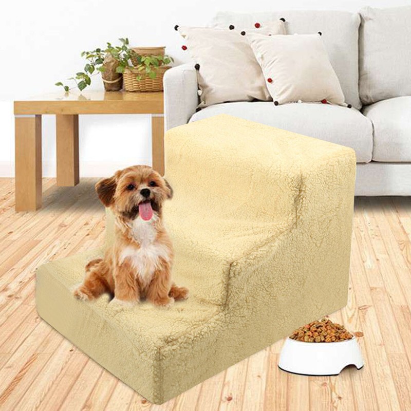 Pet Puppy Doggy Dog Stairs Plastic 3 Steps Ladder Ramp Washable Cover