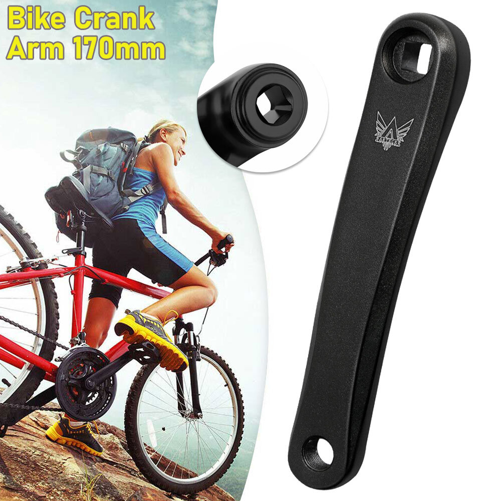 Left Hand Bike Crank Arm Crank Conical Square Taper 170mm Aluminium Alloy Black