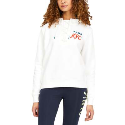 

Женская белая повседневная верхняя одежда Puma Nyc Pullover Hoodie 536332-02, Белый