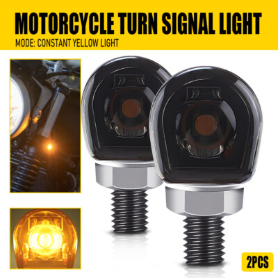 2X LED Motorcycle Turn Signals Indicator Amber Blinker Light Universal Mini Lamp