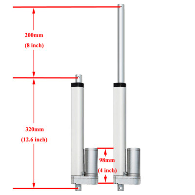 14mm/s 8''-18'' Stroke Linear Actuator 1000N/22lbs Max Lift 12V DC Electric Motors