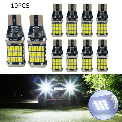 10PCS T15 921 912 LED Reverse Backup Light Bulbs W16W 916 6000K White Lamps Set
