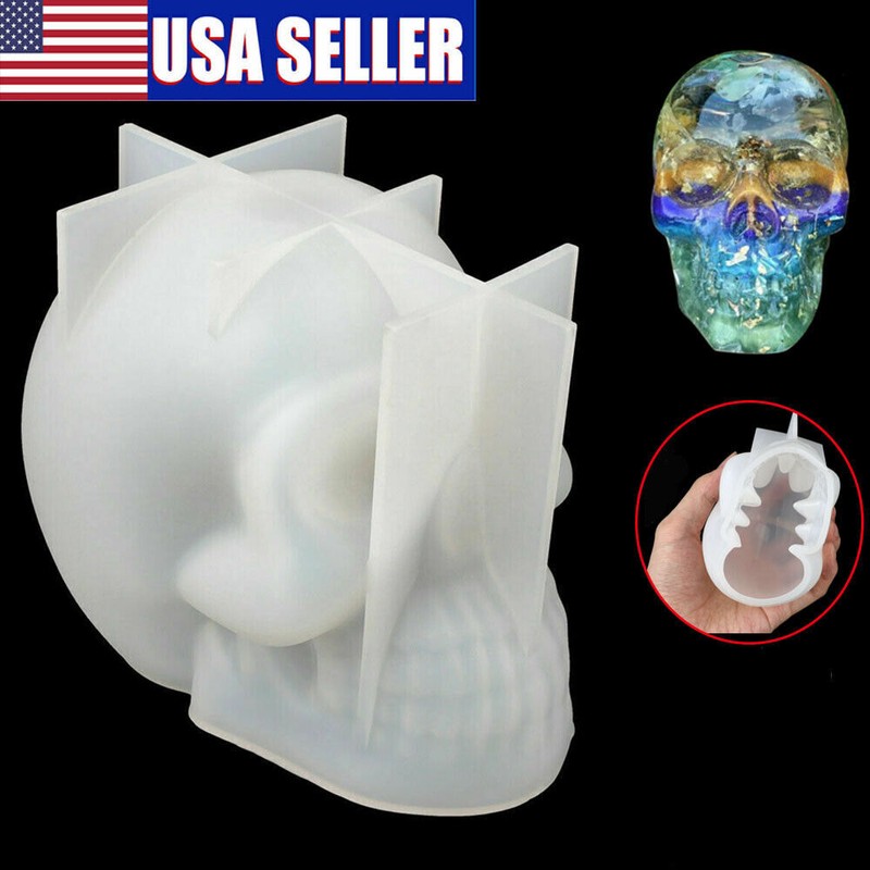 DIY 3D Silicone Resin Casting Mold Skull Head Halloween 