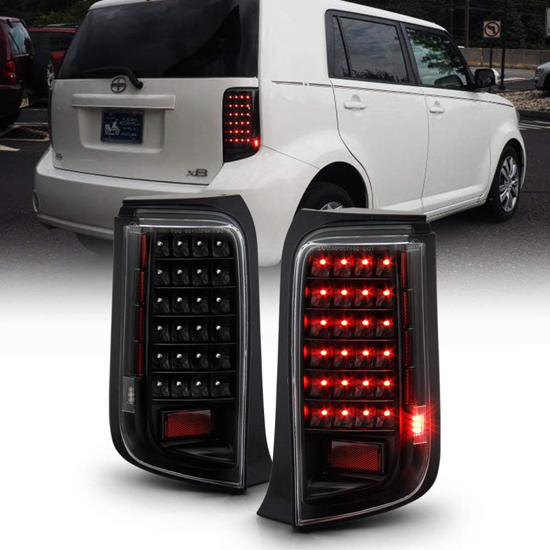Black LED Tail Lights Brake Left Right Pair for 2008 2009 2010 Scion Xb Bb JDM