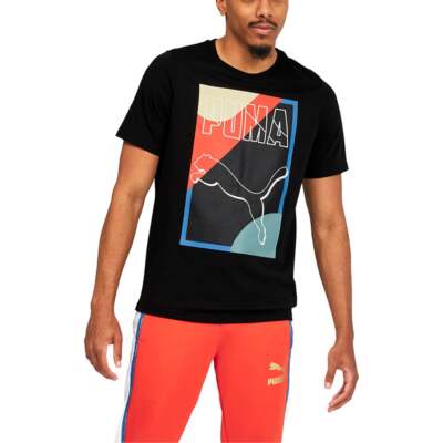 

Мужские черные повседневные топы Puma Go For Graphic с круглым вырезом и короткими рукавами 535568, Черный, Puma Go For Graphic Crew Neck Short Sleeve T-Shirt
