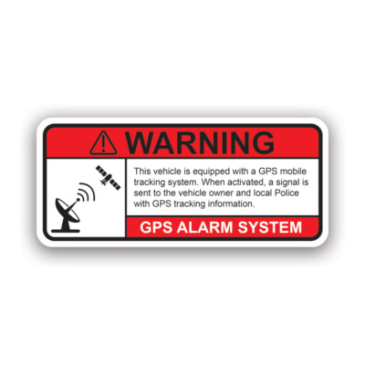GPS Anti Theft Vehicle Security Warning Alarm Sticker Decal - Weatherproof