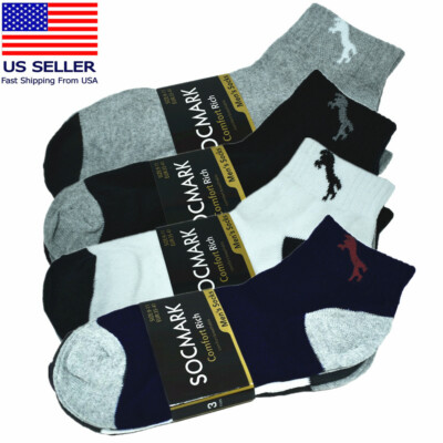 Mens 3-12 Pairs Cotton Sports Comfort Ankle/Quarter Crew Low Cut Socks Size 9-13