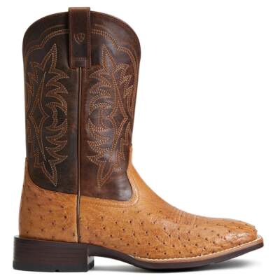 Мужские коричневые классические ботинки Ariat Night Life Ultra Ostrich Square Toe Cowboy 1004034