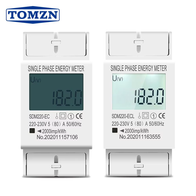 8PCS 80A Din rail Single Phase Two Wire AC 220V 230V 50Hz/60Hz LCD Digital Displ