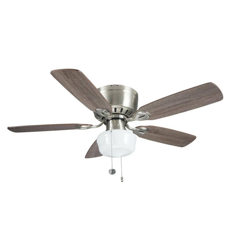 Brushed Nickel Ceiling Fan with Light Kit 42 inch Indoor for Small Rooms Flush