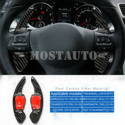 For VW Tiguan Touareg Beetle Golf 6 Carbon Fiber Steering Wheel Paddle Shifter
