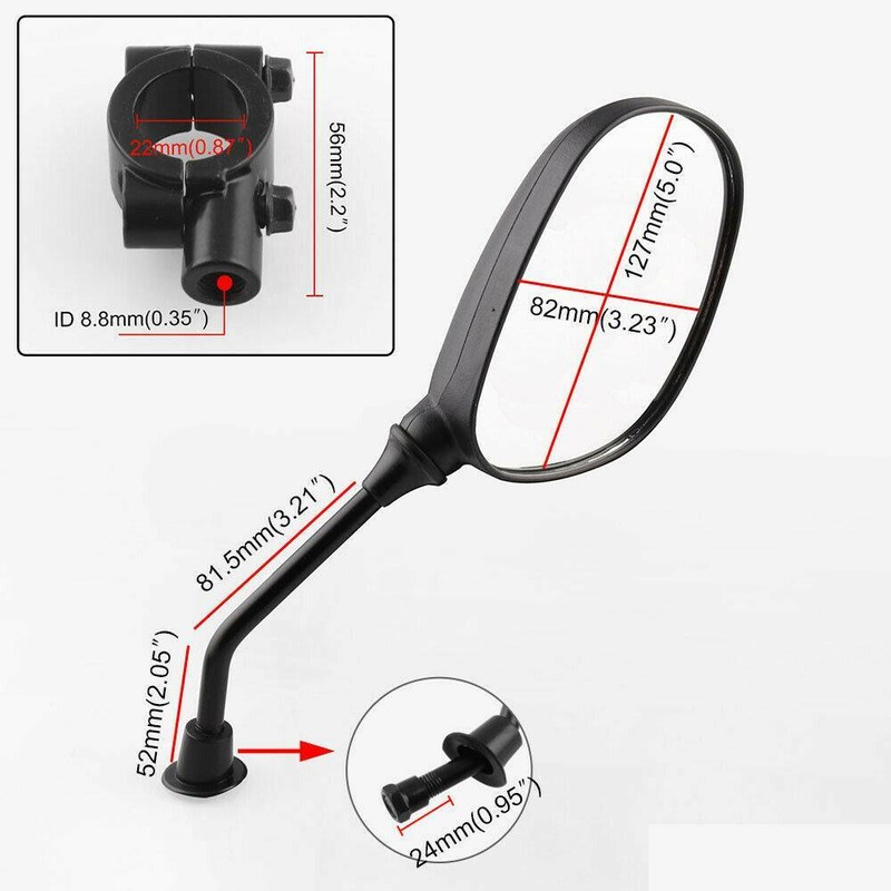 Rear view mirror set for Honda line of ATVs, Universal fit on handle