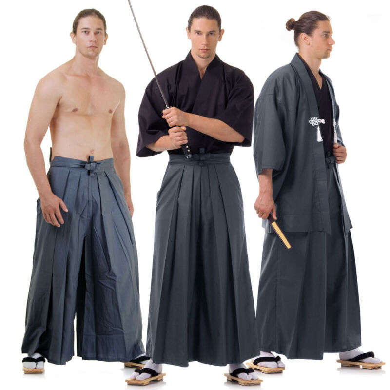 Japanese Samurai Kimono Set Kendo Gi Hakama Pants Haori Jacket Cosplay Costume