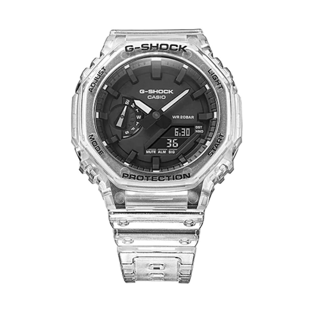Pre-owned Casio G-shock Transparent Resin Strap Men's Watch Ga-2100ske-7adr