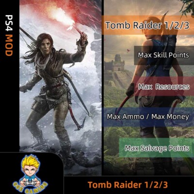 Tomb Raider 1/2/3 (PS4 Mod)- Max SP/Ammo/Resources/Money/Salvage Points