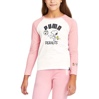 

Футболка Puma Peanuts X с круглым вырезом и длинными рукавами для маленьких девочек, розовые повседневные топы 5893, Розовый, Puma Peanuts X Crew Neck Long Sleeve T-Shirt Toddler